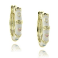 Lily Nily 18k Gold Overlay Enamel Heart Design Children's Hoop Earrings