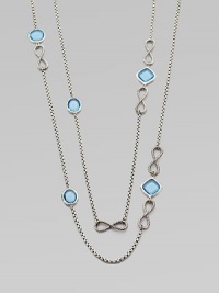 From the Infinity Collection. A long delicate sterling silver strand is accented with blue topaz stones.Blue topaz Sterling silver Length, about 46 Toggle clasp Imported