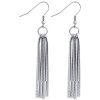 Inox Womens Stainess Steel Dangling Multi Strand Flat Snake Chain Earrings