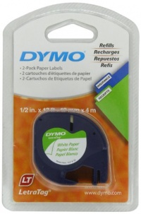 Dymo 10697 1/2in X 13ft Letratag White Paper Tape (2-Tapes)