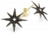 Mizuki Silver and Diamond Starburst  on 14k Gold Post Earrings