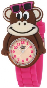 Frenzy Kids' FR2000 Monkey Critter Face With Magenta Rubber Band Watch