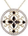 Yellow Gold Plated Sterling Silver Sapphire and Diamond Accent Circle Pendant, 18