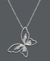 Let your style soar in this breezy pendant. Victoria Townsend necklace features a cut-out butterfly design highlights sparkling diamond accents. Crafted in sterling silver. Approximate length: 18 inches. Approximate drop: 1 inch.