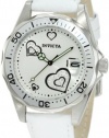 Invicta Women's 12401 Pro Diver Silver Heart Dial White Leather Watch