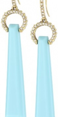 ABS By Allen Schwartz Tropic Traveler Gold-Tone Linear Turquoise Color Earrings