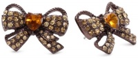 Betsey Johnson Iconic Autumn Crystal Bow Stud Earrings