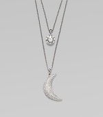 This multi-row design features rhinestone accented sun and moon pendants on link chains. BrassGlass stonesLength, about 17 to 18 adjustablePendant size, about 1¾Lobster clasp closureImported 