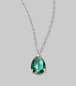 From the La Petite Collection. A vibrant green quartz teardrop pendant on a simple sterling silver chain.Green quartz 18K gold Sterling silver Length, about 17 Lobster clasp closure Imported 