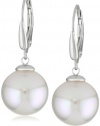 Majorica Sterling Silver 10mm White Round Drop Earrings