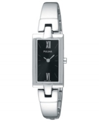 A dressy case adds sophistication to this bangle watch from Pulsar.