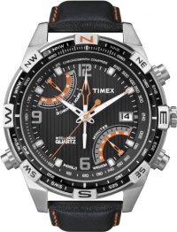 Timex Men's T49867 Intelligent Quartz Fly Back Chrono Compass Black Leather Strap Watch