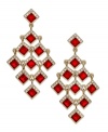 Let elegance reign with these chandelier earrings from Charter Club. Diamond-cut beads in siam hues are paired with clear accents for a luxe appearance. Crafted in gold tone mixed metal. Approximate drop: 2-1/2 inches.