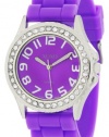 XOXO Women's XO3274 Purple Dial Crystal Bezel Boyfriend Silicone Rubber Strap Watch