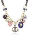 Betsey Johnson Ivy League Anchor and Skull Multi-Charm Frontal Necklace