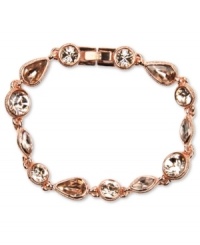 Ladylike sparkle. Givenchy's rose gold tone mixed metal flex bracelet features silk Swarovski stones. Approximate length: 7-1/2 inches. Approximate diameter: 2-1/2 inches.