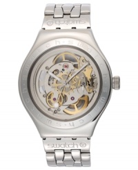 Watch time fly with this classic steel timepiece from the Body and Soul collection, by Swatch.