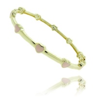 Lily Nily 18k Gold Overlay Pink Enamel Heart Design Children's Bangle