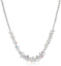 Sterling Silver Swarovski Elements Aurore Boreale Graduated Frontal Necklace, 16+3 Extender