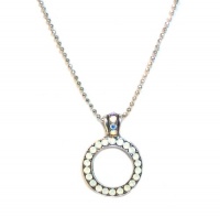 Mariana Spirit of Design Silver Plated Swarovski Crystal Petite Circle Pendant Necklace in Pearl/White Opal/AB