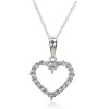 Effy Jewelry Effy® 14K White Gold Diamond Heart Necklace .25 Tcw.