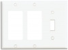 Leviton 80431-W 3-Gang 1-Toggle 2-Decora/GFCI Device Combination Wallplate, Standard Size, Thermoset, Device Mount, White