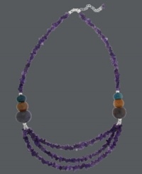 Destination...paradise! Avalonia Road's pretty Brasilian-inspired necklace features amethyst chips (58 ct. t.w.) and multicolored fire agate beads (38 ct. t.w.). Clasp crafted in sterling silver Approximate length: 18-1/2 inches + 3-inch extender. Approximate drop: 1-1/8 inches.