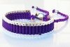 Beautiful gift, Friendship Link Bracelet. Silver Plated Woven in purple Macrame. (Similar to the Links of London Brand) (One Direction), Birthday/Halloween Gift for girls/women/men.gift for her, for women, for men