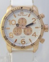 Mark Naimer Chronograph-Style XL Rose Gold Case White Dial watch 51-30 Look With White Silicon Rubber Band