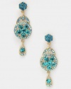 2.75 inch Small Crystal Embedded Chandelier Earrings, Aqua