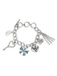 GUESS Silver-Tone Sparkle Charm Bracelet, SILVER