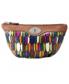 Fossil's dome cosmetic case comes in fun color combos, in easy-to-clean coated canvas.