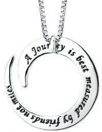 Sterling Silver A Journey Is Best Measure By Friends Not Miles Circle Pendant Necklace, 18