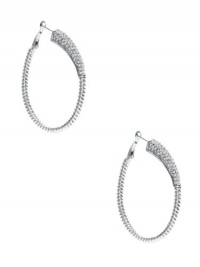 GUESS Silver-Tone Cable Hoops, SILVER