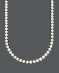 The perfect accessory to add elegance to any ensemble. This traditional pearl necklace by Belle de Mer will last a lifetime. Crafted in AA+ cultured freshwater pearls (9-10 mm) with a 14k gold clasp. Approximate length: 22 inches.