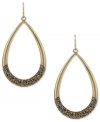 Kenneth Cole New York's stylish teardrops feature rectangular pave crystal accents in gold tone mixed metal. Approximate drop: 2-1/2 inches.