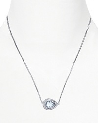 Crislu Sterling Platinum East West Pendant, 16