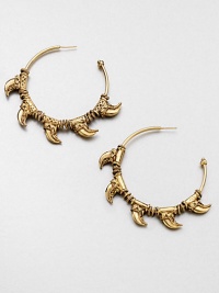 Golden hoops reflect the intricate carvings and tusk-like spikes seen in the ancient city of the Incas.GoldplatedPost backMade in France