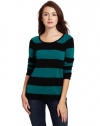 Christopher Fischer Women's 100% Cashmere Striped Raglan Crew Neck Sweater