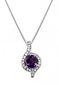 Effy Jewlery 14K White Gold Amethyst and Diamond Pendant, .70 TCW