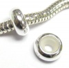 1 Pc 925 Sterling Silver Focal Round Stopper With Rubber Bead For Pandora Troll Biagi Chamilia European Charm Bracelets