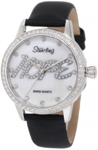 Stuhrling Original Women's 519H.11157 Vogue Audrey Hope Swiss Quartz Mother-Of-Pearl Dial Swarovski Black Watch