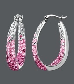 Pretty in pink. Kaleidoscope's glamorous hoop earrings sparkle from every angle. Crafted in sterling silver with rose, light rose, and white crystals made with Swarovski Elements. Approximate diameter: 9/10 inch.