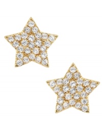 You'll be a star in CRISLU's sparkling star-shaped stud earrings! With a petite design and micro-pave cubic zirconias (1/4 ct. t.w.) for extra shine. Crafted in 18k gold over sterling silver. Approximate drop: 1/4 inch.