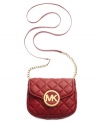 Keep up with the quilted crown with this magnificent mini from MICHAEL Michael Kors. Featuring rich leather, signature detailing and chain-link accents, its hands free design delivers exquisite on-the-go accessorizing.