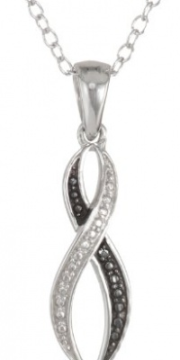 Sterling Silver Black Diamond Accent Infinity Pendant Necklace (0.01 cttw), 18