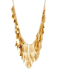 A sense of style takes shape in this frontal necklace from Robert Lee Morris. It's crafted from gold-tone mixed metal, with geometric fringe in gold tone adding postmodern appeal. Approximate length: 16 inches + 3-inch extender. Approximate drop: 3-1/2 inches.