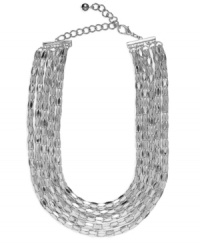 Cover your neckline in layers of shimmering elegance with this five-row necklace from Sequin. Crafted in silver tone mixed metal. Approximate length: 15 inches + 4-inch extender.