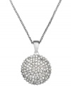 Round out your look with the perfect amount of shine. This circular pendant highlights dozens of round-cut diamonds (1 ct. t.w.) strung from a sterling silver chain and setting. Approximate length: 18 inches. Approximate drop: 1 inch.