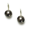 Sterling Silver Black Shell Pearl Lever Back Earrings